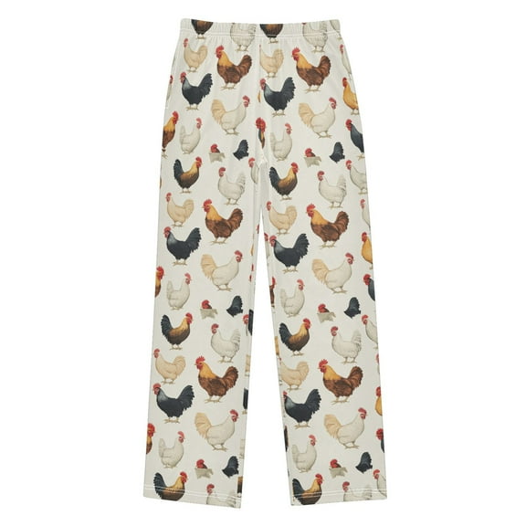Kids' Pajama Pants Soft Relaxed Fit Sleep Pants Lounge Pants with Pockets Chickens Pattern Medium