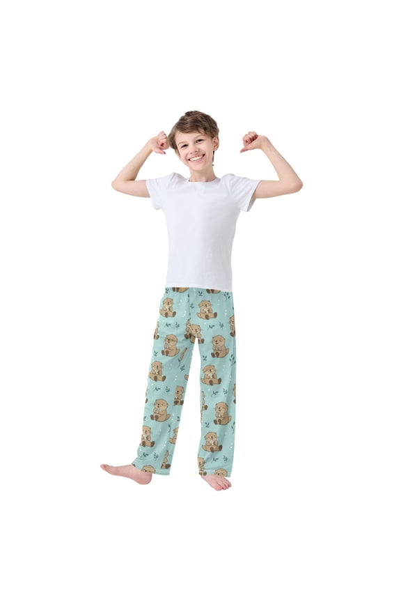 Kids' Pajama Pants Soft Relaxed Fit Sleep Pants Lounge Pants with Pockets Cute Otter Pattern X-Large
