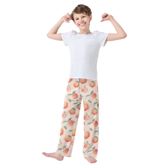 Kids' Pajama Pants Soft Relaxed Fit Sleep Pants Lounge Pants with Pockets Pale Pink Peach's Pattern X-Large