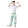 thumbnail image 1 of Kids' Pajama Pants Soft Relaxed Fit Sleep Pants Lounge Pants with Pockets Pastel Green and Peach Bows Medium, 1 of 9