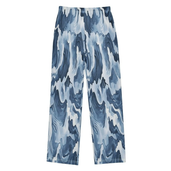 Kids' Pajama Pants Soft Relaxed Fit Sleep Pants Lounge Pants with Pockets Watercolor Waves X-Large