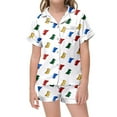 thumbnail image 1 of Kids Pajama Set 2 Pack Girls Short Sleeve Satin Pajamas Set Girls Button Down Pajamas Mom and Me Matching Pajamas Girl Pjs Size 10-12 Years, 1 of 4