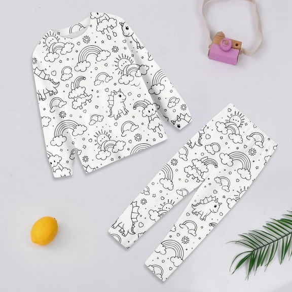 Kids Pajama Set Colorable Pajamas For Kids Long Sleeve Pullover Top With Pajamas Pants For Boys And Girls Kids Sleepwear Can Play With And Wear 9-10 Years