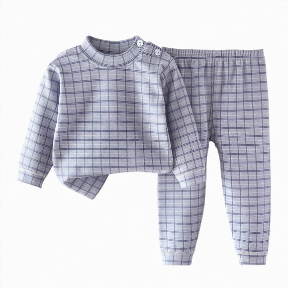 Kids Pajama Sets 2 PCs Long Sleeve Clothing Sets Boys and Girls Soft Fall Winter Outfits 6 12 24 Months 1T 2T 3T 4T 5T 6T Children Blue,6-12 Months