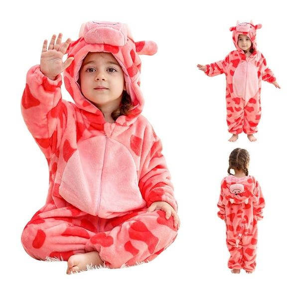 Kids Pajamas Animal Cosplay Pyjama Onesies Jumpsuit Children Flannel Long Sleeved Hooded Fleece Sleepwear Warm Rompe
