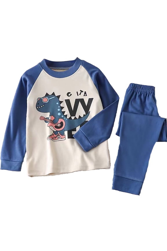 Kids Pajamas Boys Sibling Matching 6M 8Y Soft Warm Character Long Sleeve Fit Pajama Sleepwear Daily Fall Winter 2 Piece Pjs Set Blue,9-10 Years
