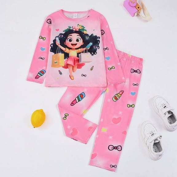 Kids Pajamas Cartoon Prints Glow in the Dark Pajama Set for Kids Boys and Girls Spring Summer Breathable Soft Sleepwear Kids Pajamas Boys Light Pink 6 Years-7 Years