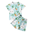 thumbnail image 1 of Kids Pajamas Easter Pajamas Easter Egg Printed Short Sleeve Top and Short Pants 2 Pieces Girls' Pajama Sets for Boy 7-8 Years, 1 of 7
