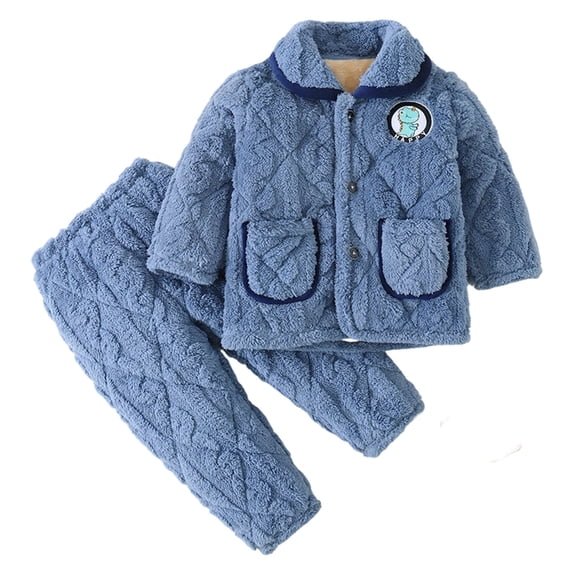 Kids Pajamas Girls Boys Winter Pajama Sets Long Sleeve Top and Pants Heavyweight Thermal Soft Warm Cozy Comfortable Sleepwear for Kids Toddler Youth Kids Pjs BU1 2 Years-3 Years