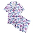 thumbnail image 1 of Kids Pajamas Girls Butterfly Printed Short Sleeve Button-Down Sleepwear with Shorts Girl Summer Pajamas Size 5T Girls Pajamas, 1 of 4