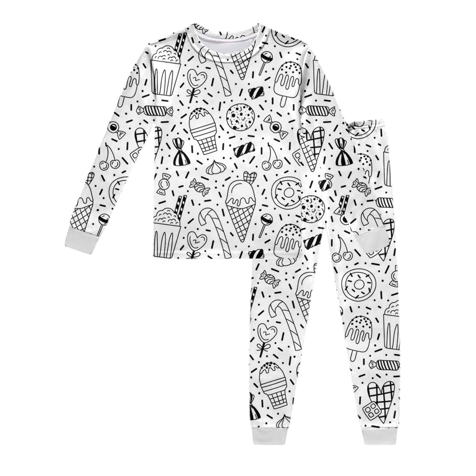 Kids Pajamas Girls Christmas Kid DIY Hand Painted Homewear Set Cute