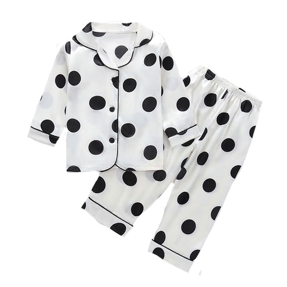 Kids Pajamas Girls Dot Print Short Sleeve Button Down Top Pants Set Toddler Summer Pajamas Kids Pajamas Girls 4T