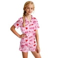 thumbnail image 1 of Kids Pajamas Girls Heart Print Valentine's Day Pajama Set Short Sleeve Button Down Top and Shorts Two Piece Sleepwear Soft for Toddlers Pink 12 Years-13 Years, 1 of 4
