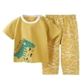 thumbnail image 1 of Kids Pajamas Girls Kids Boys Girls Summer Cartoon Printed Short Sleeved Tops and Shorts 2Pc Pajamas Suit Baby Boy Pajamas Yellow 18 Months-24 Months, 1 of 3