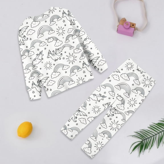 Kids Pajamas Kids Color Me Pajamas Long Sleeve Pullover Top With Pajamas Pants For Boy And Girl Diy Pajamas Can Play With And Wear 5-6 Years