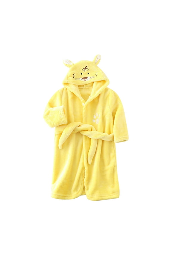 Kids Pajamas Night-Robe Flannel Bathrobes Sleepwear Warm Boys Toddler Hooded Baby Girls Cartoon Girls Coat&jacket 3-4 Years