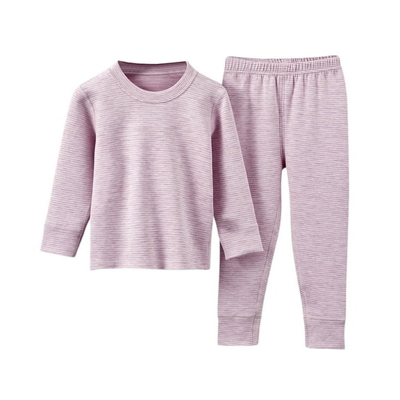 Kids Pajamas Set 2 Piece Soft Cotton Long Sleeve Loungewear Fall Winter Outfits Crew Neck Pullover and Jogger Pants (1 Years, Purple)