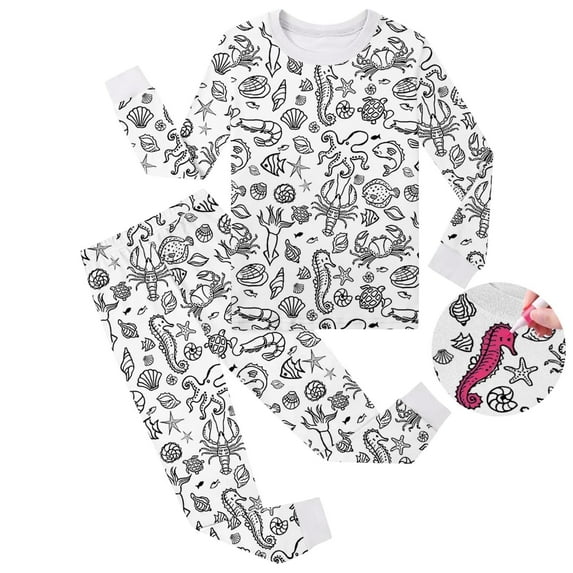 Kids Pajamas Set Color Me Pajamas Kids Long Sleeve 2 Piece Pajamas Set For Boys And Girls Birthday Gifts Color Your Own Fun Designs 4-5 Years