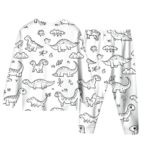 Kids Pajamas Set Coloring Pajamas Long Sleeve Pullover Top With Pajamas Pants For Toddler Girls' Fashion Pajamas Set For Pajama Party 5-6 Years