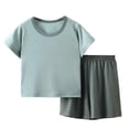 thumbnail image 1 of Kids Pajamas Set Crewneck Short Sleeve Top Shorts Set Summer Pajamas Sleepwear Outfits Kids Boys Size Clothes 5-6 Years, 1 of 3