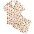 thumbnail image 1 of Kids Pajamas Set Silk Satin Fruit Print 2 Piece Set Short Sleeve Button Down Top Shorts Set Summer Outfits for Girls Girls Silk Pajamas Size 8-9 Years, 1 of 4