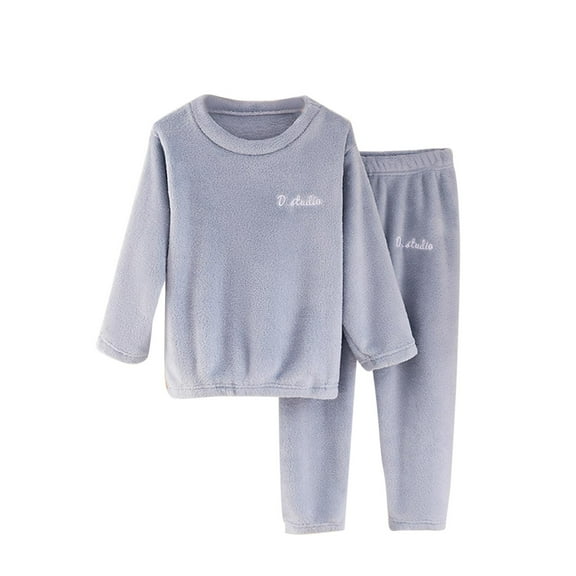Kids Pajamas Sets Unisex Girls Boys Flannel Clothes Outfit Sets Winter Warm Fuzzy Long Sleeve 2 Piece Sleepwear for 3-14 Years