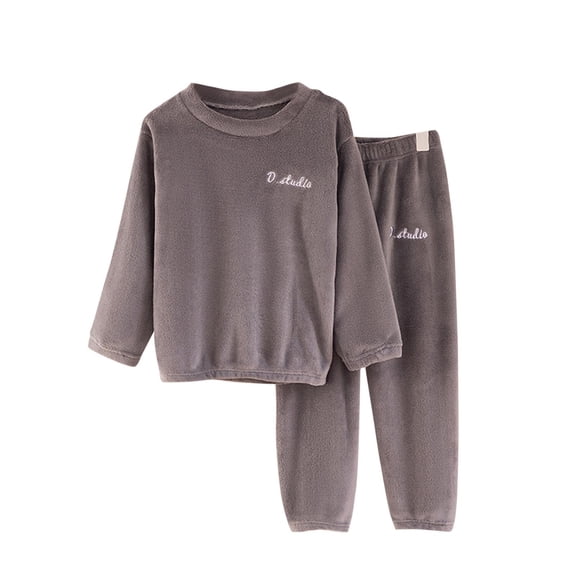 Kids Pajamas Sets Unisex Girls Boys Flannel Clothes Outfit Sets Winter Warm Fuzzy Long Sleeve 2 Piece Sleepwear for 3-14 Years