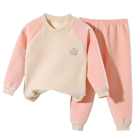 Kids Pajamas Thermal Underwear Set Soft Winter Crewneck Top Long Johns with Lined Children's Fall Winter Outfits for Toddler Kids Boys Girls 2 Piece Outfit 12-18 Months