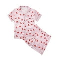 thumbnail image 1 of Kids Pajamas Toddler Baby Girls Spring Summer Cartoon Print Short Sleeve Shorts Sleepwear Outfits Girls Pajamas Set, 1 of 9