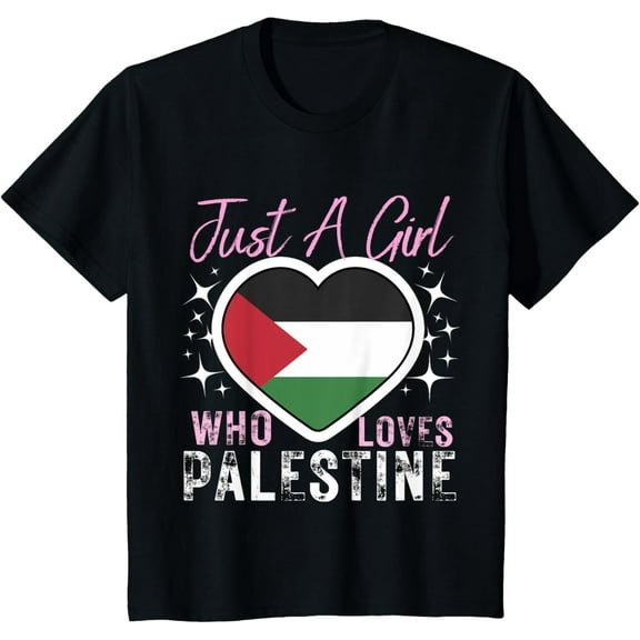 Kids Palestine Just A Girl Who Loves Palestine Heart Flag Girls T-Shirt
