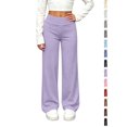 thumbnail image 1 of Kids Pants Dqueduo Children's Solid Color Elastic Waist Slim Sports Thin Sweatpants Long Straight Wide Leg Pants For Kids, 1 of 10