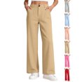 thumbnail image 1 of Kids Pants Dqueduo Girls' High Waist Wide Leg Dress Pants Casual Straight Leg Trousers With Button Zipper Closure And Pockets, 1 of 8