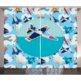 thumbnail image 1 of Ambesonne Party Curtains 2 Panel Set, Airplane Composition, 108" x 90", Multicolor, 1 of 3