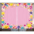 thumbnail image 1 of Ambesonne Party Curtains 2 Panel Set, Colorful Flowery Birthday Art, 108" x 108", Multicolor Pink, 1 of 3