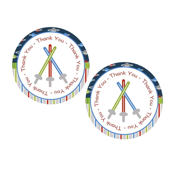 Kids Party Dreams Warriors Thank You Stickers 24 pcs , Star Party Supplies, Galaxy Warriors, Swords Party Favor Tags, Wars Baby Shower, Birthday Party Decorations,