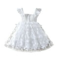 thumbnail image 1 of Kids Party Dresses Toddler Girls Summer Sundress Casual Comfy Daily Wear Dress Child Sleeveless Solid Color Cotton Sundress Birthday Dress for Girls White 4Y, 1 of 9