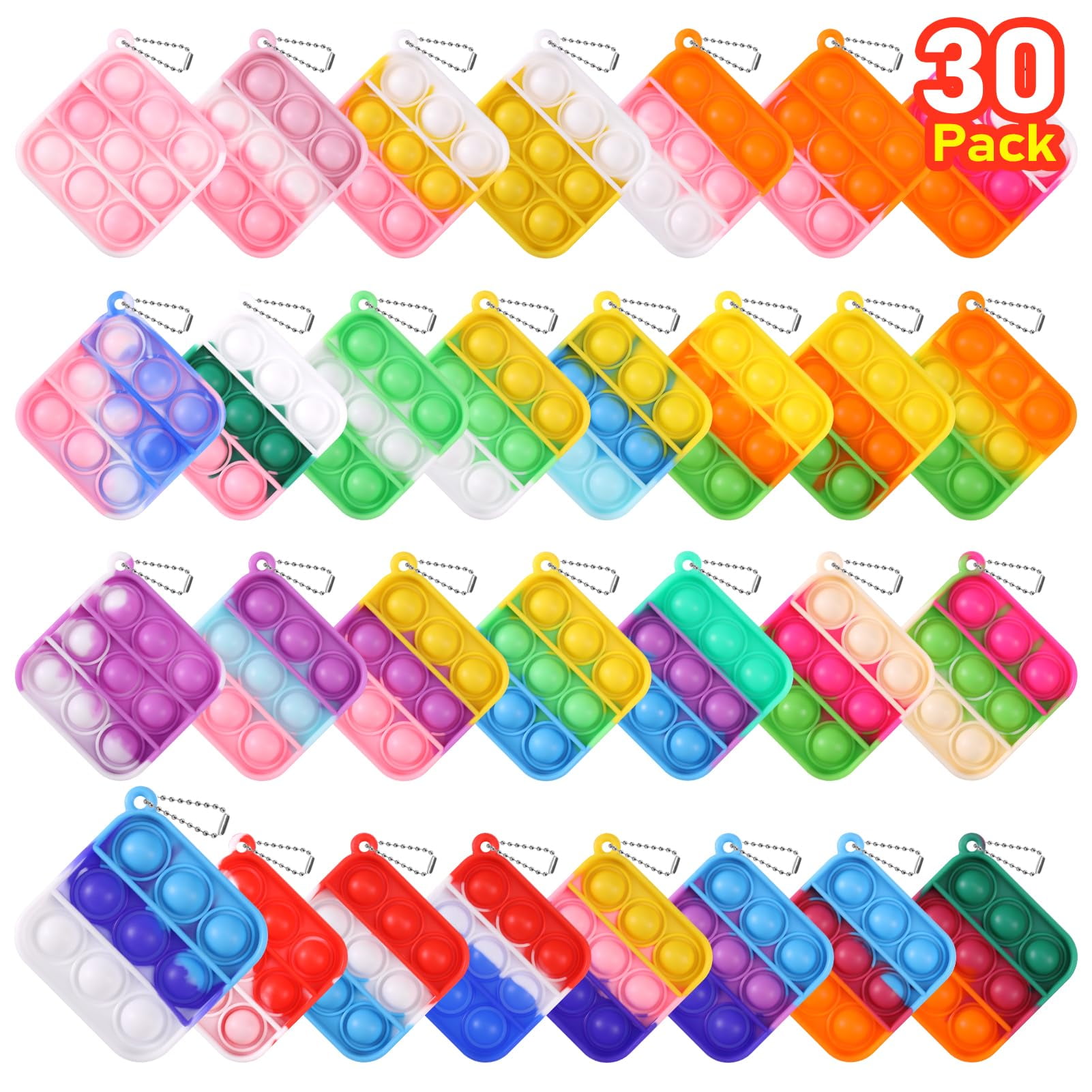 Kids Party Favors Fidget Toys Bulk 30 Pack Mini Pop Fidget Keychain Its Birthday Party Favors