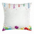 thumbnail image 1 of Kids Party Throw Pillow Cushion Cover, Confetti Rain with Curls and Balloons Stars Dots Joyful Happy Greeting Concept, Decorative Square Accent Pillow Case, 18 X 18 Inches, Multicolor, by Ambesonne, 1 of 2
