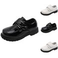 thumbnail image 1 of Kids Patent Leather Loafer Shoes, Adjustable Hook and Loop Strap Casual Dress Shoes, Thick Non‑Slip Sole Boys Girls Uniform Flats, 1 of 9