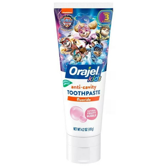 Kids Paw Patrol Anti-Cavity Fluoride Toothpaste  Natural Fruity Bubble Flavor (Pack of 48)