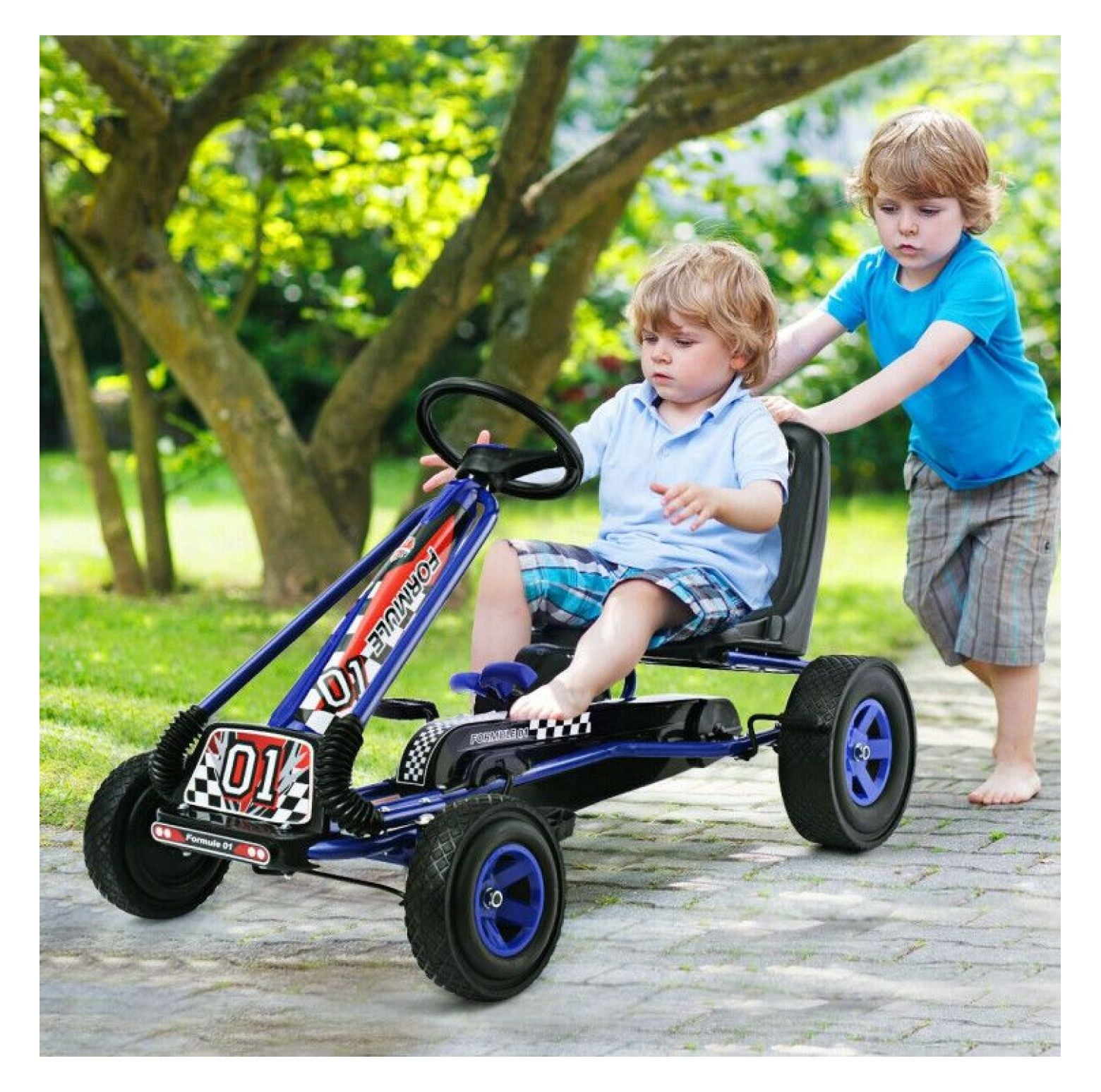 Kids Pedal Go Kart Wheel Ride On Racer Car Outdoor Toys for