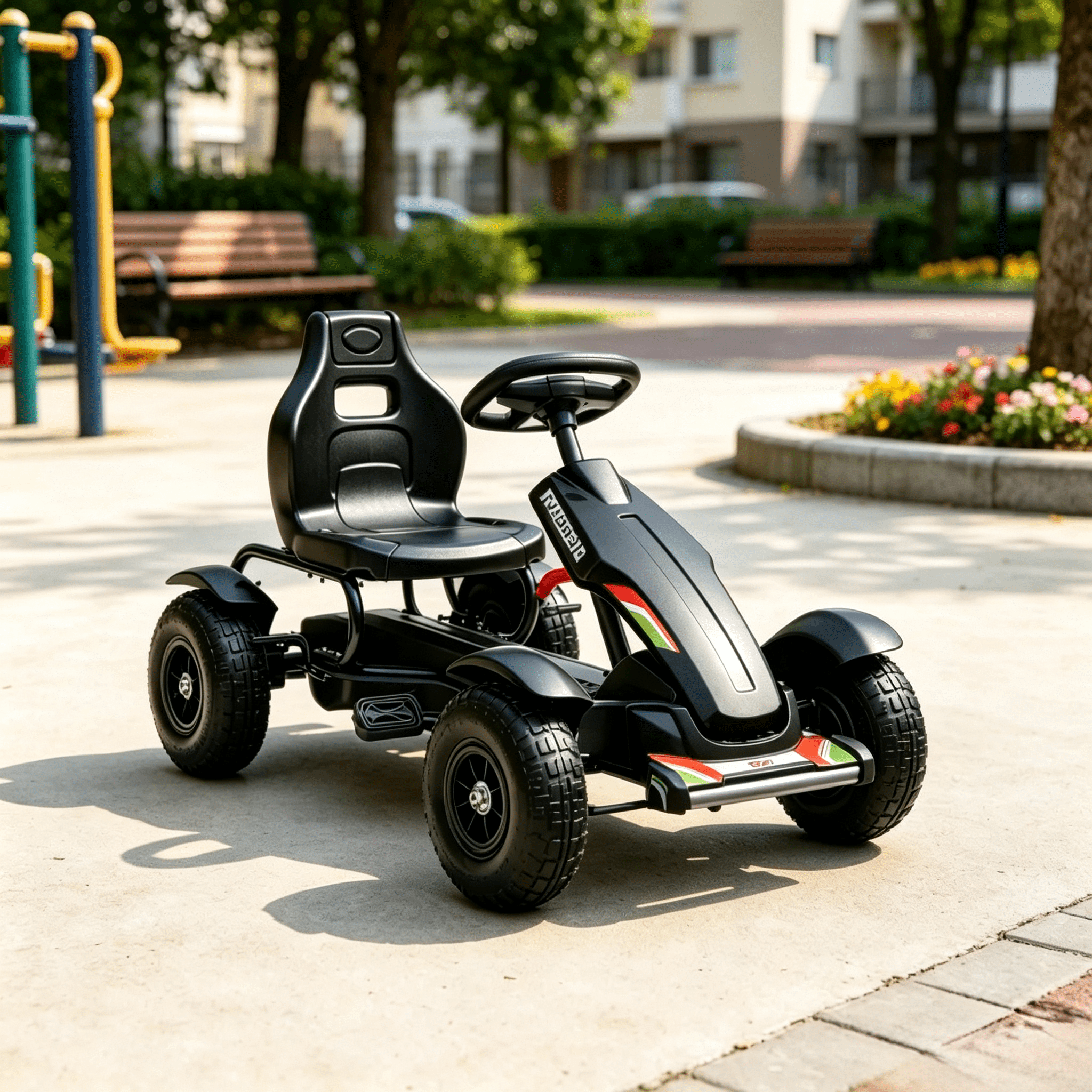 Kids Pedal Go Kart, Outdoor Ride on Toys with Handbrake, 4 Non-Slip Wheels for Park Fun Ages 5-12, Black
