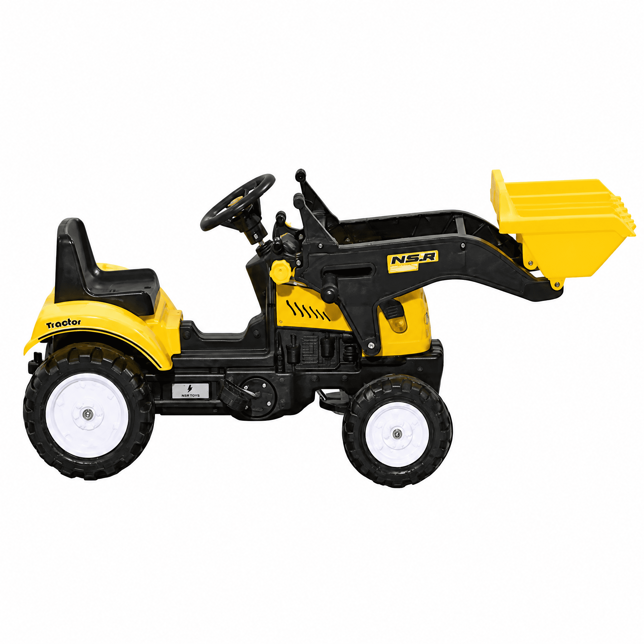 Kids Pedal-Powered Ride-On Excavator Go Kart: with Working Front Loader Digger, Outdoor Play Toy for 3 Year Olds, Yellow