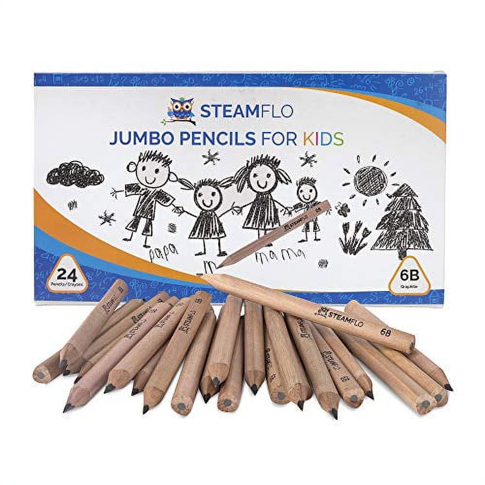 Kids Pencils for Beginners, Toddlers, Preschool and Kindergarten Ages 2-4  years With Jumbo Triangle Shape, Soft 6B Graphite, Fat Pencils With Easy  Grip and Thick Core (24 pack) 