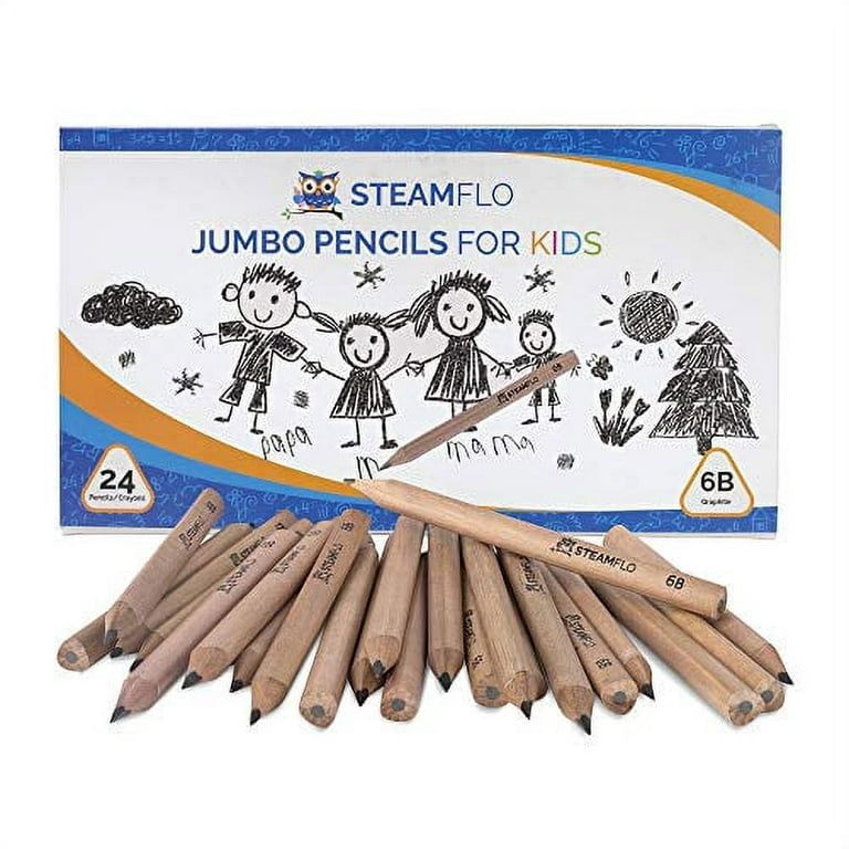 Kids Pencils for Toddlers, Beginners, Preschool and Kindergarten Ages 2-6  years With Jumbo Triangle Shape, 2 Graphite, Fat Pencils With Easy Grip and