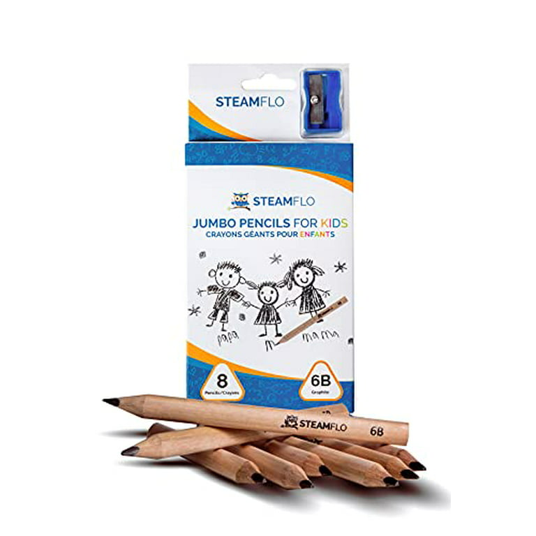 Kids Pencils for Toddlers, Beginners, Preschool and Kindergarten Ages 2-6  years With Jumbo Triangle Shape, 2 Graphite, Fat Pencils With Easy Grip and
