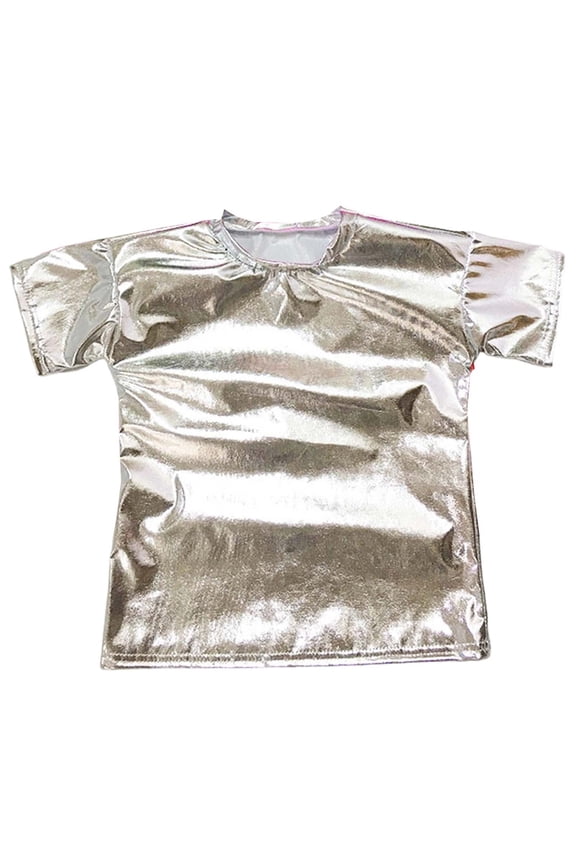 Kids Performance Shiny Stretch Short Sleeve Tee for Girls & Boys â Pure Color Choir Top, Stage Wear, Comfortable Youth Apparel, Solid Matching Group