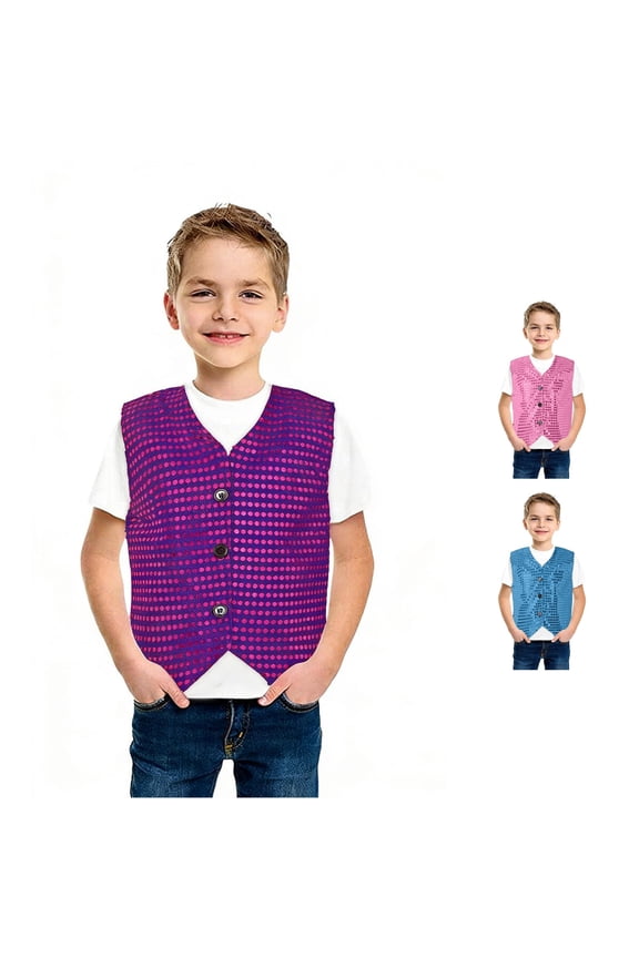 Kids Performance Vest Sparkling Sequins Hop Dance Vest For Street Dance Stage Shows And Party Events