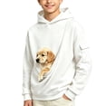 thumbnail image 1 of Kids Pet Pouch Hoodie Boys Oversized Cat Hoodies with Large Kangaroo Pouch Solid Color Long Sleeve Sweatshirts, 1 of 10