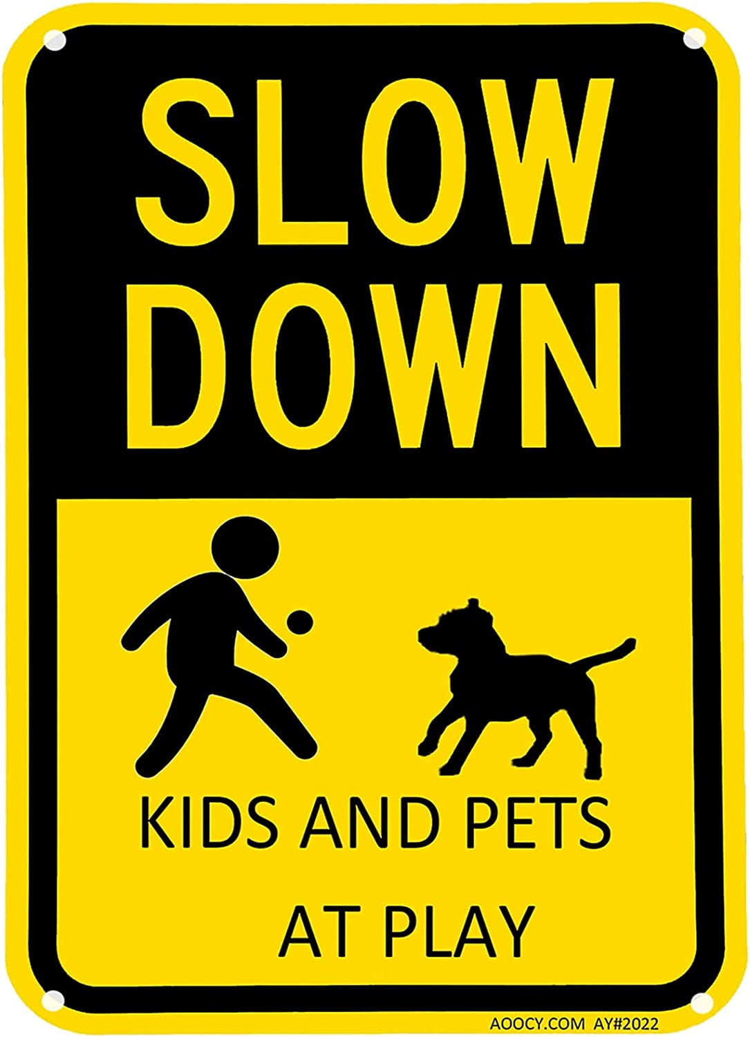 Slow Down Kids & Pets Sign - 4 Pack Double Sided 12x18 Inches - Corrugated Plastic With Stakes - View #8